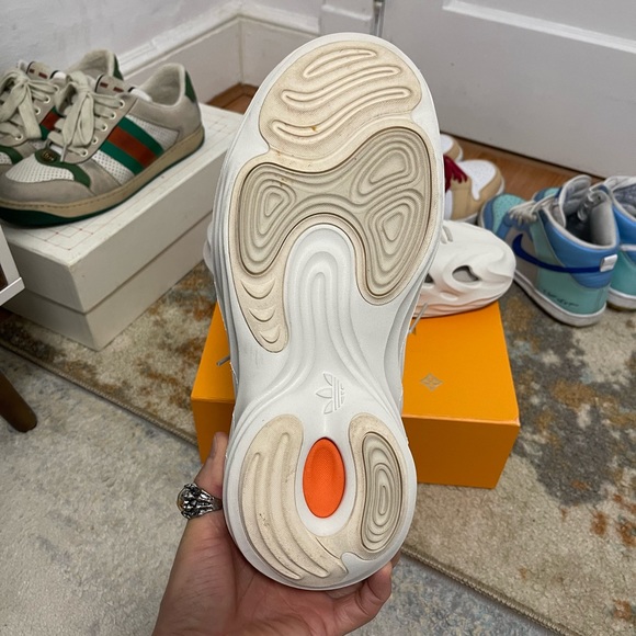 EUC Men’s Size 10.5 (Euro Sz 44.5) adidas adiFIM Q Sneakers In Off White/Orange - Picture 17 of 17